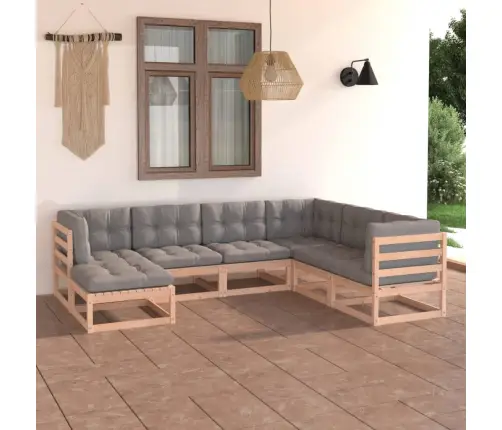 7-Daļīgs Dārza Atpūtas Mēbeļu Komplekts Ar Pelēkiem Matračiem Vidaxl