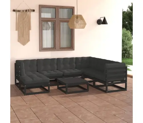 8-Daļīgs Dārza Atpūtas Mēbeļu Komplekts Ar Pelēkiem Matračiem Vidaxl