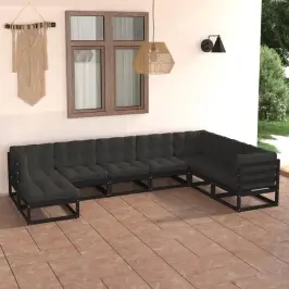 8-Daļīgs Dārza Atpūtas Mēbeļu Komplekts Ar Pelēkiem Matračiem Vidaxl