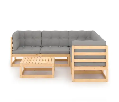 6-Osaline Aiamööbli Komplekt Patjadega, Männipuit