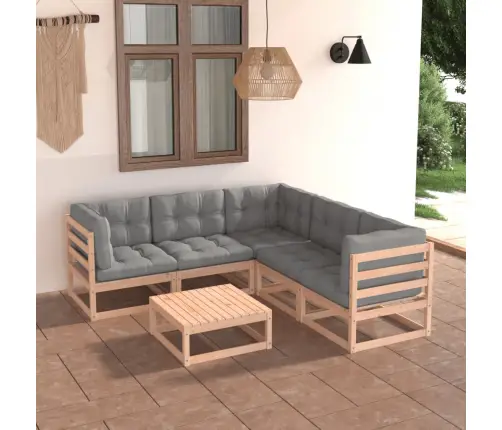 6-Osaline Aiamööbli Komplekt Patjadega, Männipuit