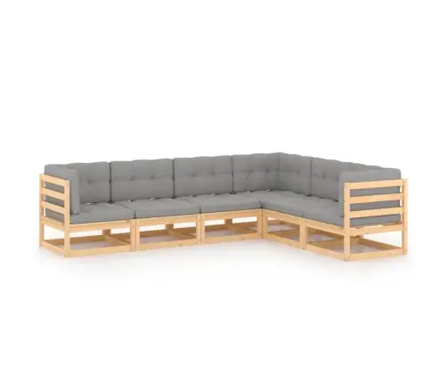 6-Osaline Aiamööbli Komplekt Patjadega, Männipuit