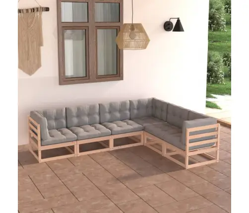 6-Osaline Aiamööbli Komplekt Patjadega, Männipuit