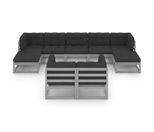 9-Daļīgs Dārza Atpūtas Mēbeļu Komplekts Ar Matračiem, Priede Vidaxl