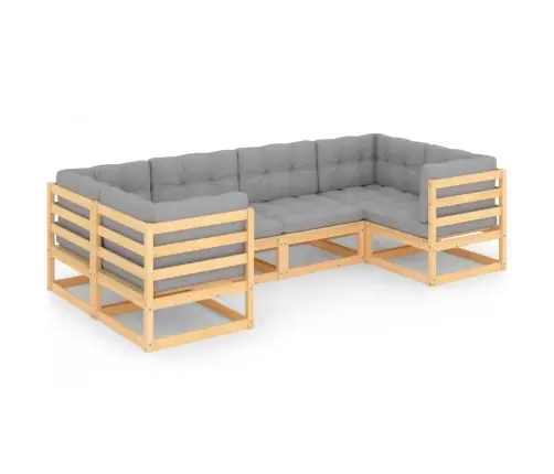 6-Daļīgs Dārza Mēbeļu Komplekts Ar Matračiem, Priedes Koks Vidaxl