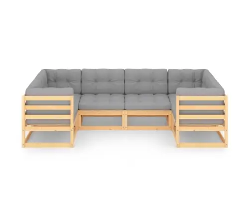 6-Daļīgs Dārza Mēbeļu Komplekts Ar Matračiem, Priedes Koks Vidaxl