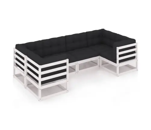 Sodo Komplektas Su Pagalvėlėmis, 6 Dalių, Baltas, Pušis