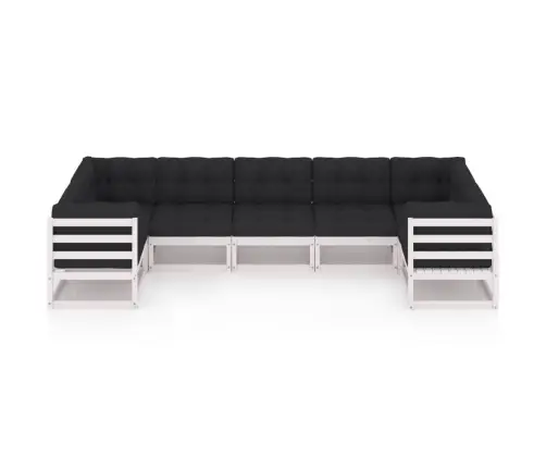 7-Osaline Aiamööbli Komplekt Istmepatjadega, Valge, Männipuit