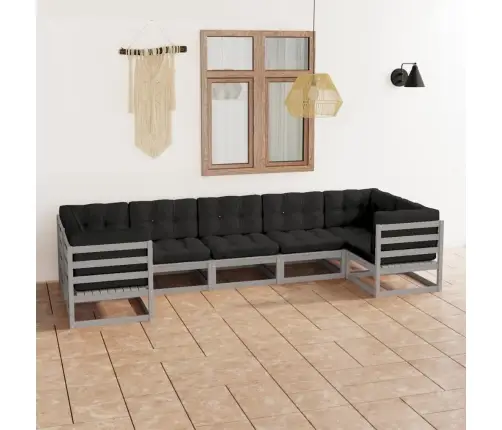 7-Osaline Aiadiivanikomplekt Patjadega, Hall, Täismännipuit