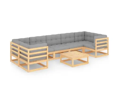 8-Osaline Aiamööbli Komplekt Patjadega, Männipuit