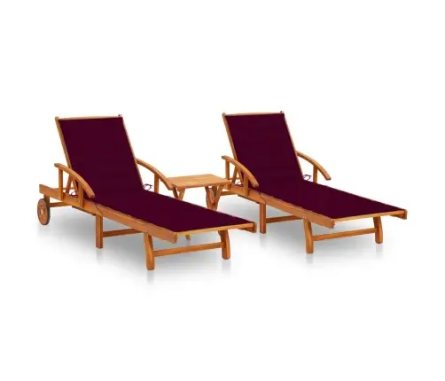 2-Osaline Lamamistoolide Komplekt Laua Ja Patjadega, Akaatsiapuit