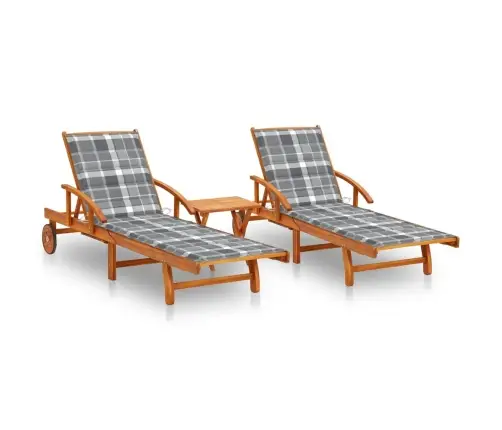 Saulės Gultai Su Staliuku Ir Čiužinukais, 2Vnt., Akacija