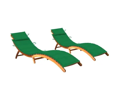 Saulės Gultai Su Čiužinukais, 2Vnt., Akacijos Medienos Masyvas