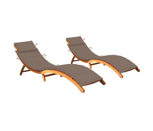 Sauļošanās Zviļņi Ar Matračiem, 2 Gab., Akācijas Masīvkoks Vidaxl