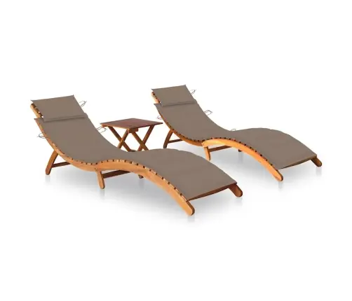 Sauļošanās Zviļņi Ar Galdiņu, Matračiem, 2 Gab., Akācijas Koks Vidaxl