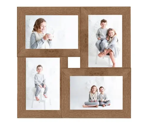 Kollaaž-Pildiraam 4X(10X15 Cm), Helepruun, Mdf