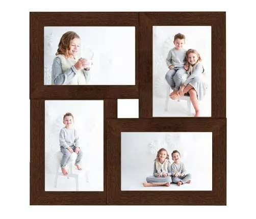 Kolāžas Foto Rāmis, 4X(13X18 Cm) Attēliem, Tumši Brūns Mdf Vidaxl