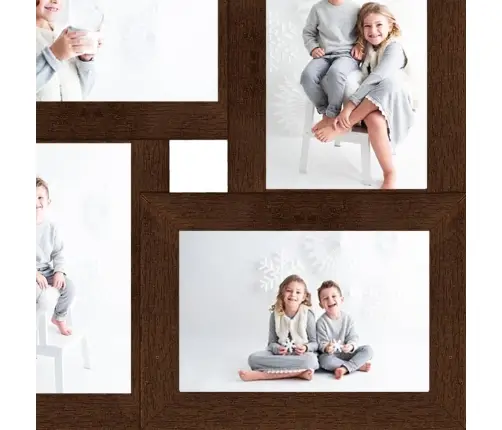 Kolāžas Foto Rāmis, 4X(13X18 Cm) Attēliem, Tumši Brūns Mdf Vidaxl