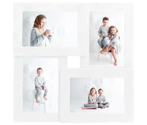 Kolāžas Foto Rāmis, 4X(13X18 Cm) Attēliem, Balts Mdf Vidaxl