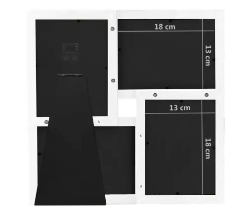 Kolāžas Foto Rāmis, 4X(13X18 Cm) Attēliem, Balts Mdf Vidaxl