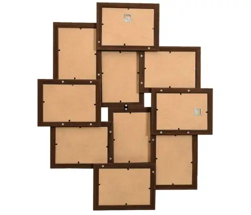 Kolāžas Foto Rāmis, 10X(10X15 Cm) Attēliem, Tumši Brūns Mdf Vidaxl