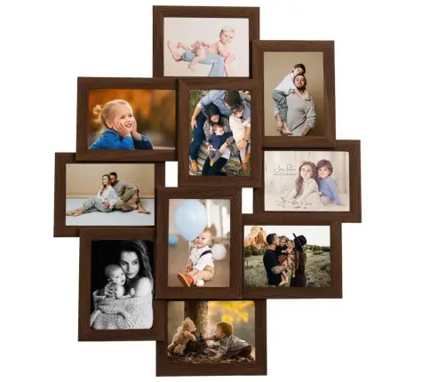 Kolāžas Foto Rāmis, 10X(13X18 Cm) Attēliem, Tumši Brūns Mdf Vidaxl