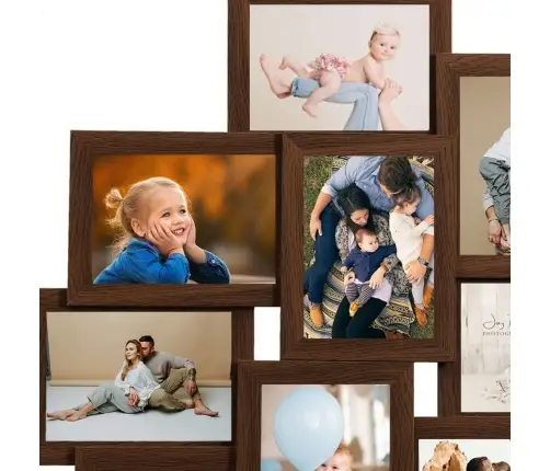Kolāžas Foto Rāmis, 10X(13X18 Cm) Attēliem, Tumši Brūns Mdf Vidaxl