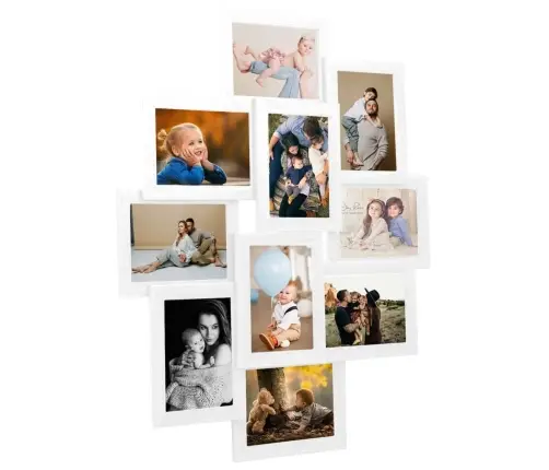 Kollaaž-Pildiraam 10 Osaline, 13 X 18 cm Valge Mdf
