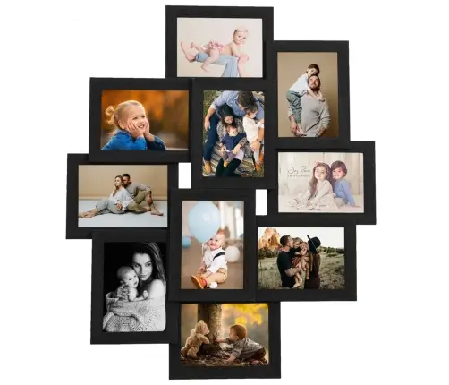 Kolāžas Foto Rāmis, 10X(10X15 Cm) Attēliem, Melns Mdf Vidaxl