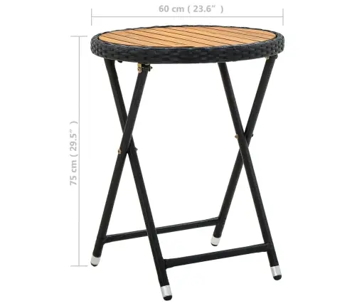 Kafijas Galdiņš, 60Cm, Melna Pe Rotangpalma, Akācijas Masīvkoks Vidaxl