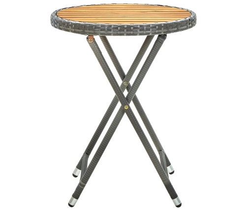 Arbatos Staliukas, Pilkas, 60cm Poliratanas Ir Akacijos Masyvas