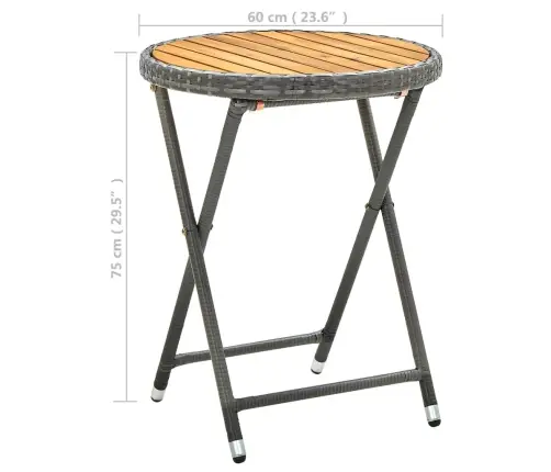 Teelaud, Hall, 60 cm Polürotang, Akaatsiapuit
