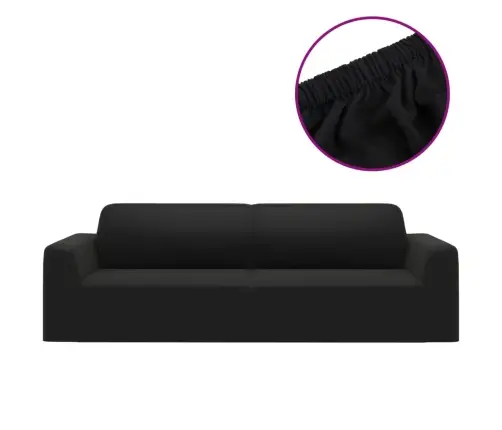Elastīgs Dīvāna Pārvalks, Trīsvietīgs, Melns Poliesters Vidaxl