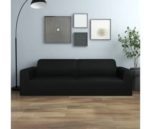 Elastīgs Dīvāna Pārvalks, Trīsvietīgs, Melns Poliesters Vidaxl