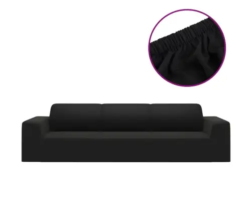 Keturvietės Sofos Užvalkalas, Juodas, Džersio Poliesteris