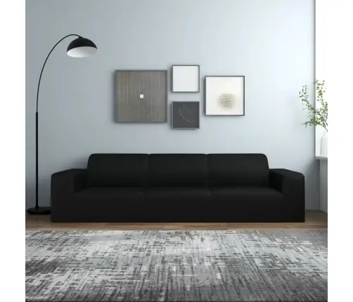 Keturvietės Sofos Užvalkalas, Juodas, Džersio Poliesteris