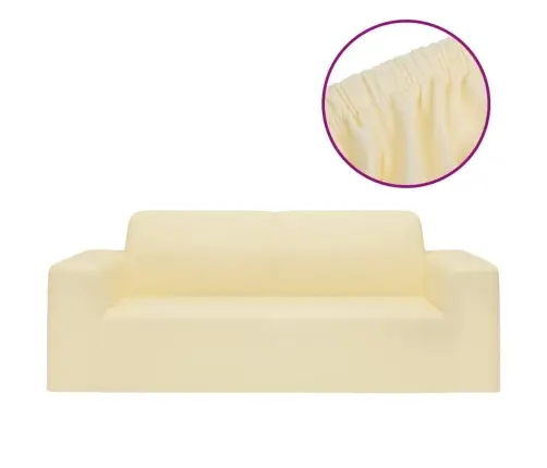 Elastīgs Dīvāna Pārvalks, Divvietīgs, Krēmkrāsas Poliesters Vidaxl