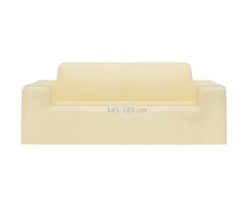 Elastīgs Dīvāna Pārvalks, Divvietīgs, Krēmkrāsas Poliesters Vidaxl