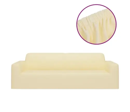 Elastīgs Dīvāna Pārvalks, Trīsvietīgs, Krēmkrāsas Poliesters Vidaxl