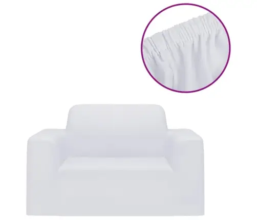 Elastīgs Dīvāna Pārvalks, Balts Poliestera Džersijs Vidaxl