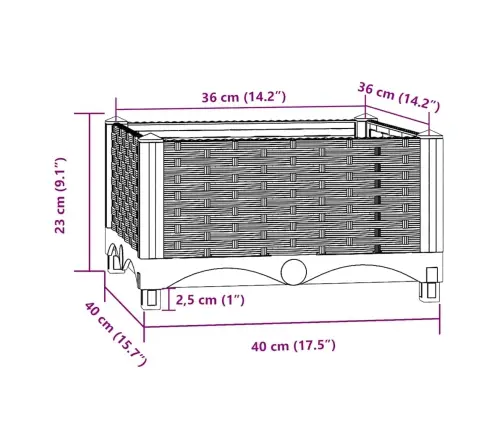 Puķu Kaste, 40X40X23 Cm, Polipropilēns Vidaxl
