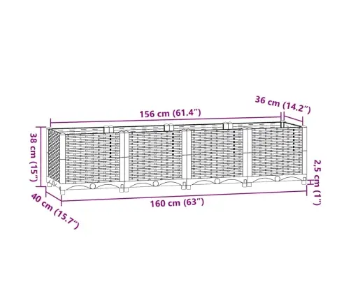Puķu Kaste, 160X40X38 Cm, Polipropilēns Vidaxl