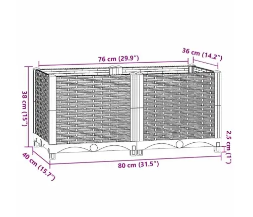Puķu Kaste, 80X40X38 Cm, Polipropilēns Vidaxl