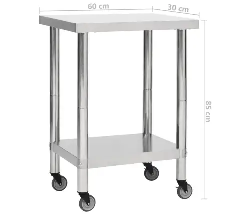 Virtuvės Darbastalis Su Ratukais, 60X30X85cm Plienas