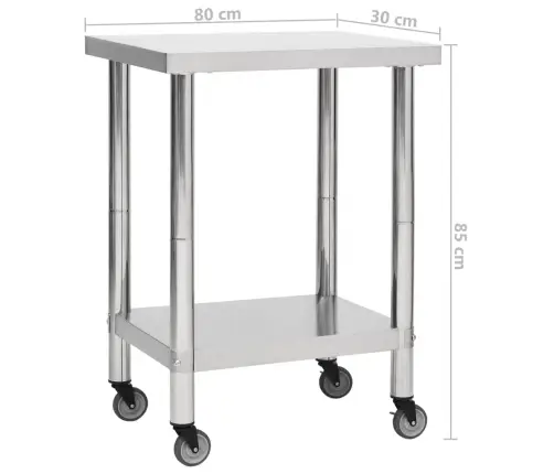 Virtuves Darba Galds, 80X30X85 Cm, Nerūsējošs Tērauds Vidaxl