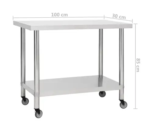 Virtuves Darba Galds, 100X30X85 Cm, Nerūsējošs Tērauds Vidaxl