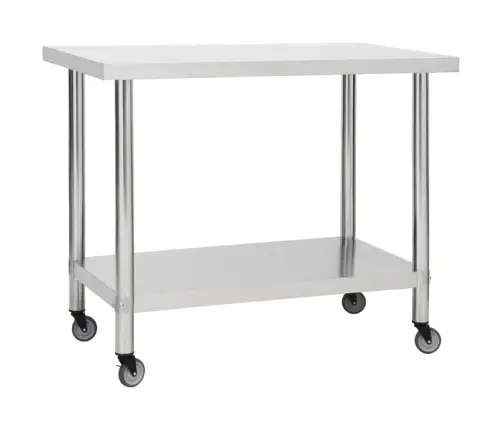 Köögi Töölaud Ratastega, 100X45X85 cm Roostevaba Teras