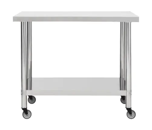 Köögi Töölaud Ratastega, 100X45X85 cm Roostevaba Teras
