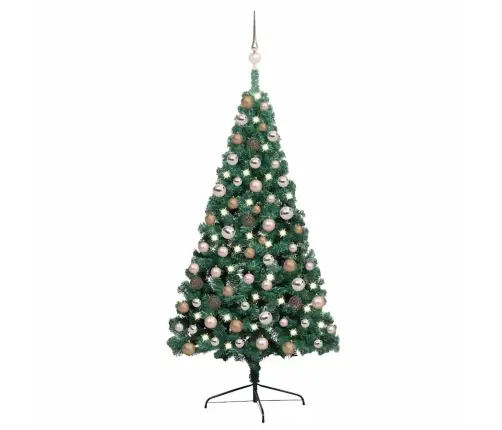 Izgaismota Ziemassvētku Egle Ar Rotājumiem, Zaļa, 120 Cm Vidaxl