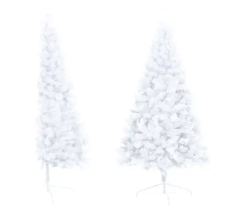 Valgustusega Poolik Kunstkuusk Alusega, Valge, 210 Cm
